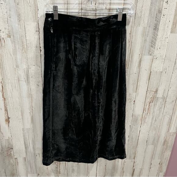 Vintage J Christopher Black Velvet Velour Midi Skirt Womens XS Rayon Modest - Picture 3 of 8